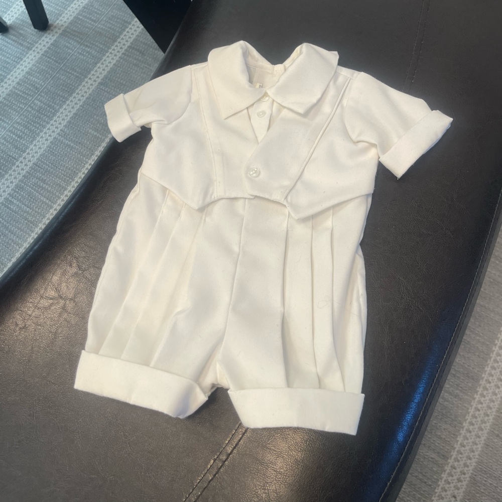 Vintage Laura Ashley boy christening onesie cloth 3months
